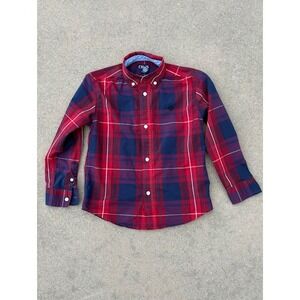 CHAPS Boys Plaid Button Down Long Sleeve Shirt Kids Red Blue 6/7‎